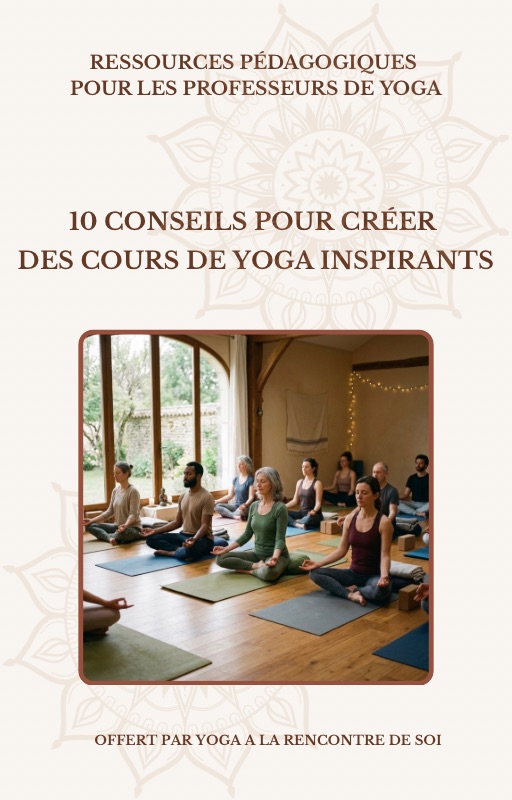 Groupe de personnes pratiquant le yoga dans une salle lumineuse avec des tapis de yoga, entourées de nature.